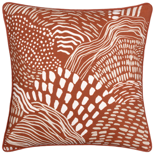 Nola minimalist geometric cushion with an abstract art print on neutral 100% cotton fabric.