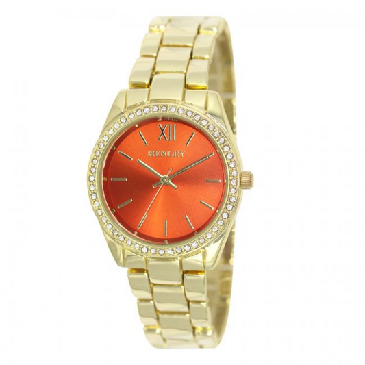 Henley Ladies Diamante Bracelet Watch Gold/Orange