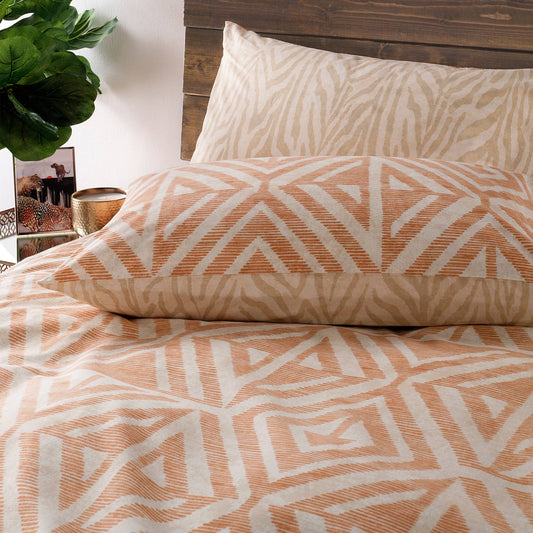 Tanza Global Geometric Duvet Cover Set Terracotta