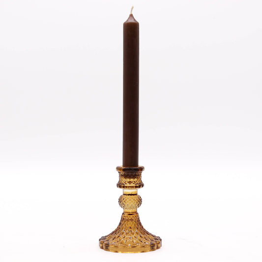 Vintage Candle Holder - Antique Amber