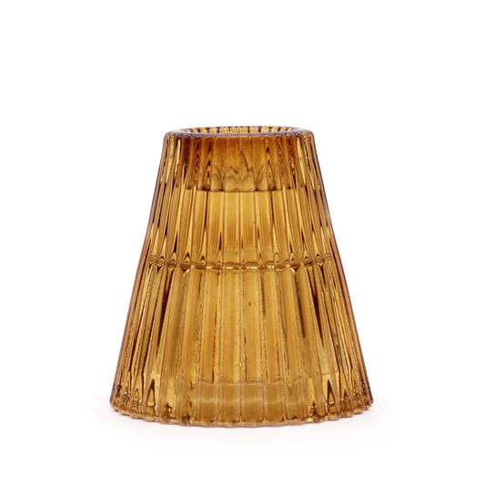 Ribbed Reversible Candle / Tealight Holder - Antique Amber