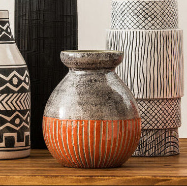 Orange Earthenware Vase