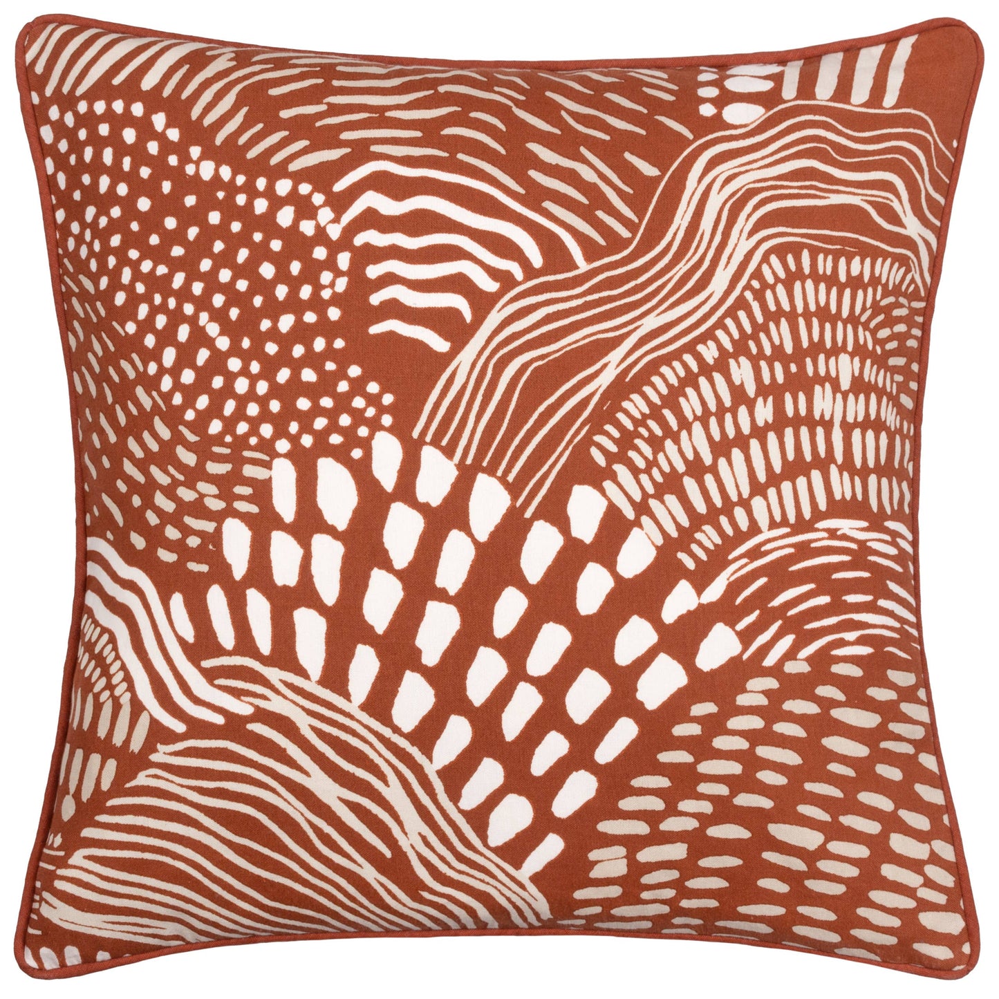 Nola minimalist geometric cushion with an abstract art print on neutral 100% cotton fabric.