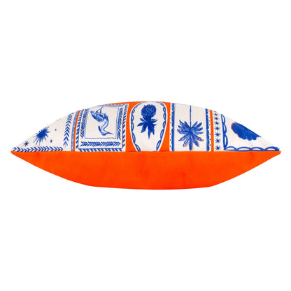 Frieze Mediterranean Greek Island Orange/Blue Outdoor Cushion