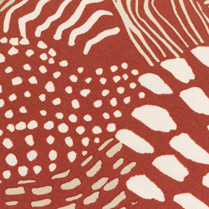 Close up of the Nola minimalist geometric cushion with an abstract art print on neutral 100% cotton fabric.