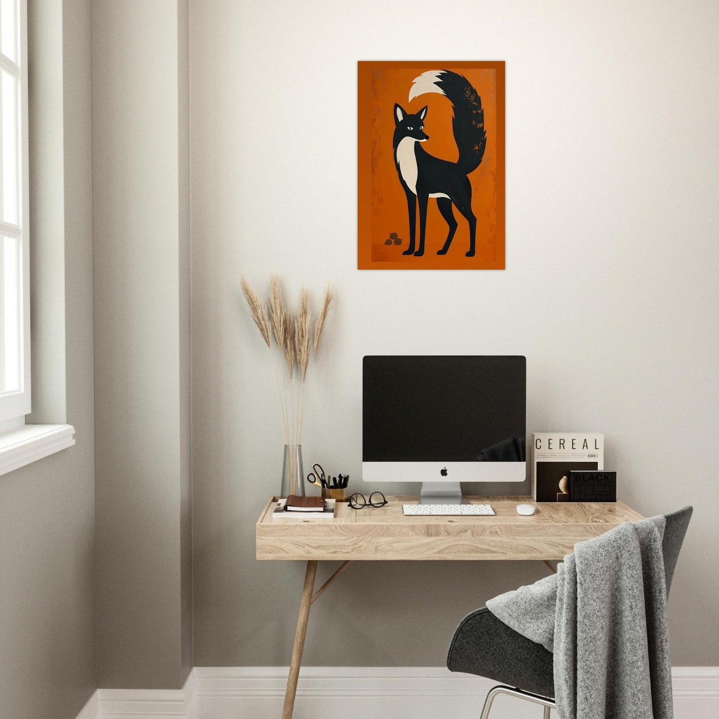 Modern Retro Fox | Scandinavian Woodland Animal Art Poster