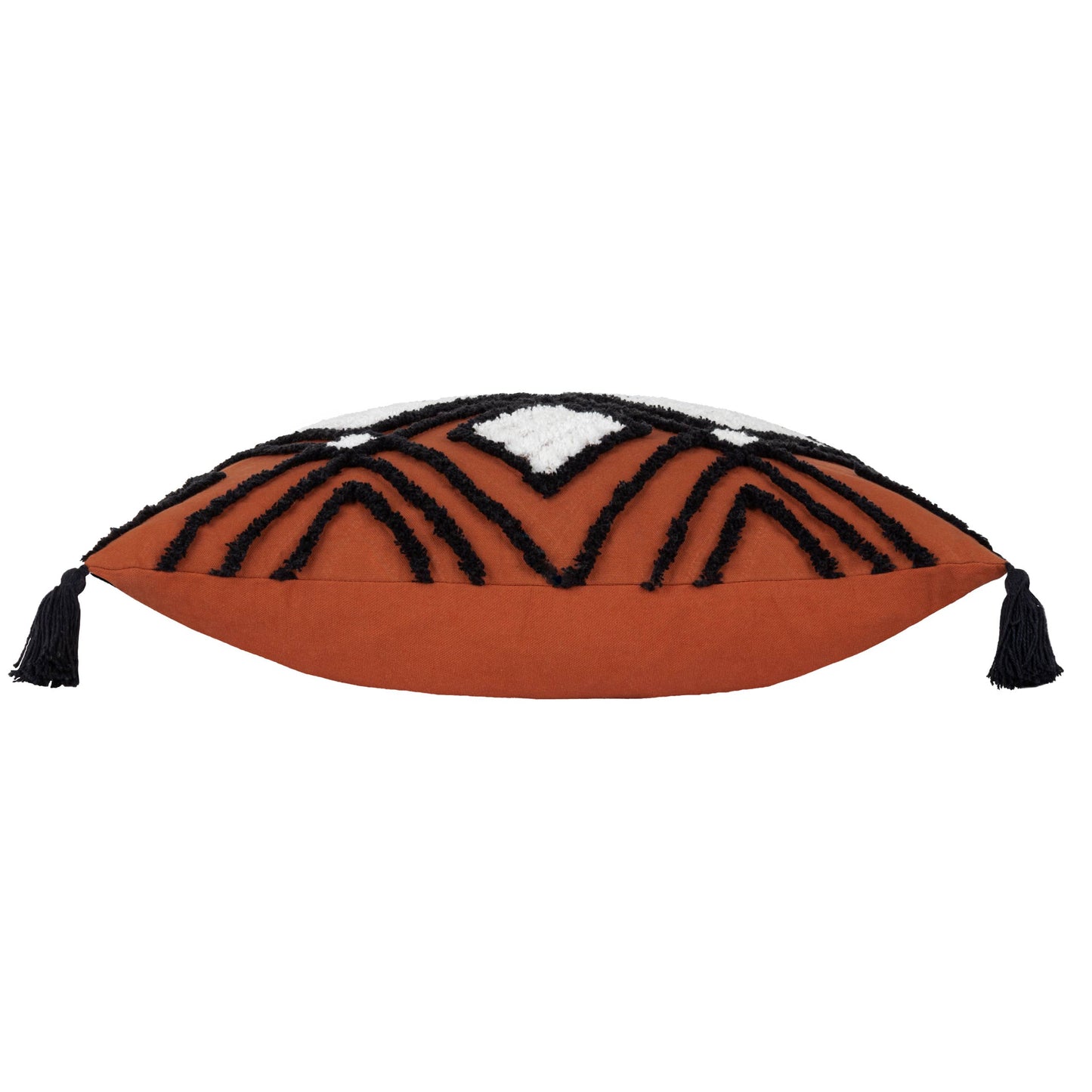 Aquene Geometric Tufted Cotton Cushion with Corner Tassels