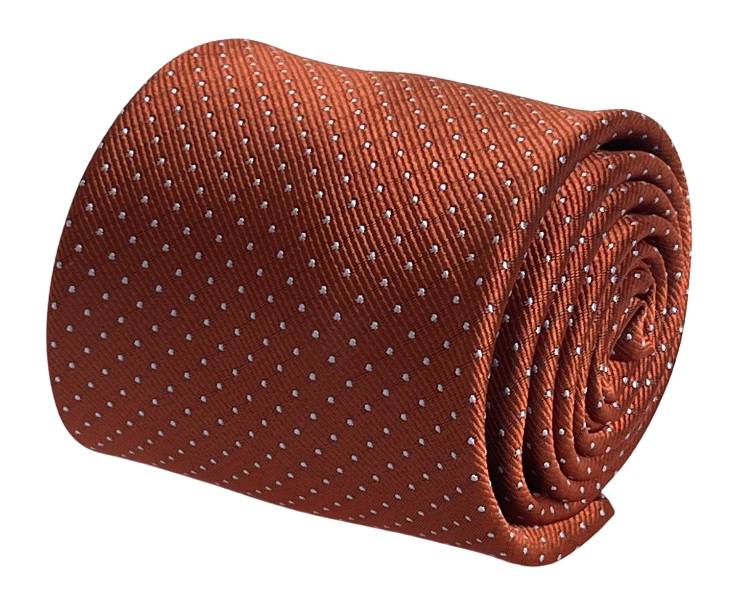 Burnt rustic orange/brown with white pin spots classic tie