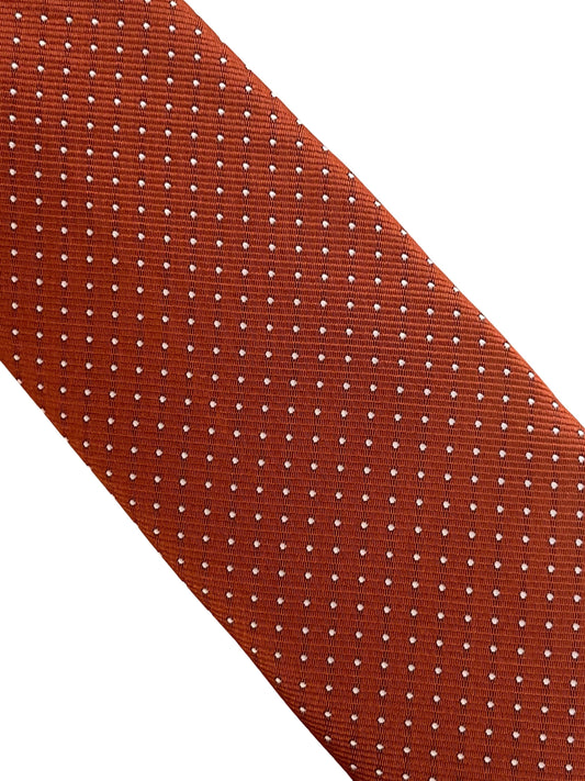Burnt rustic orange/brown with white pin spots classic tie