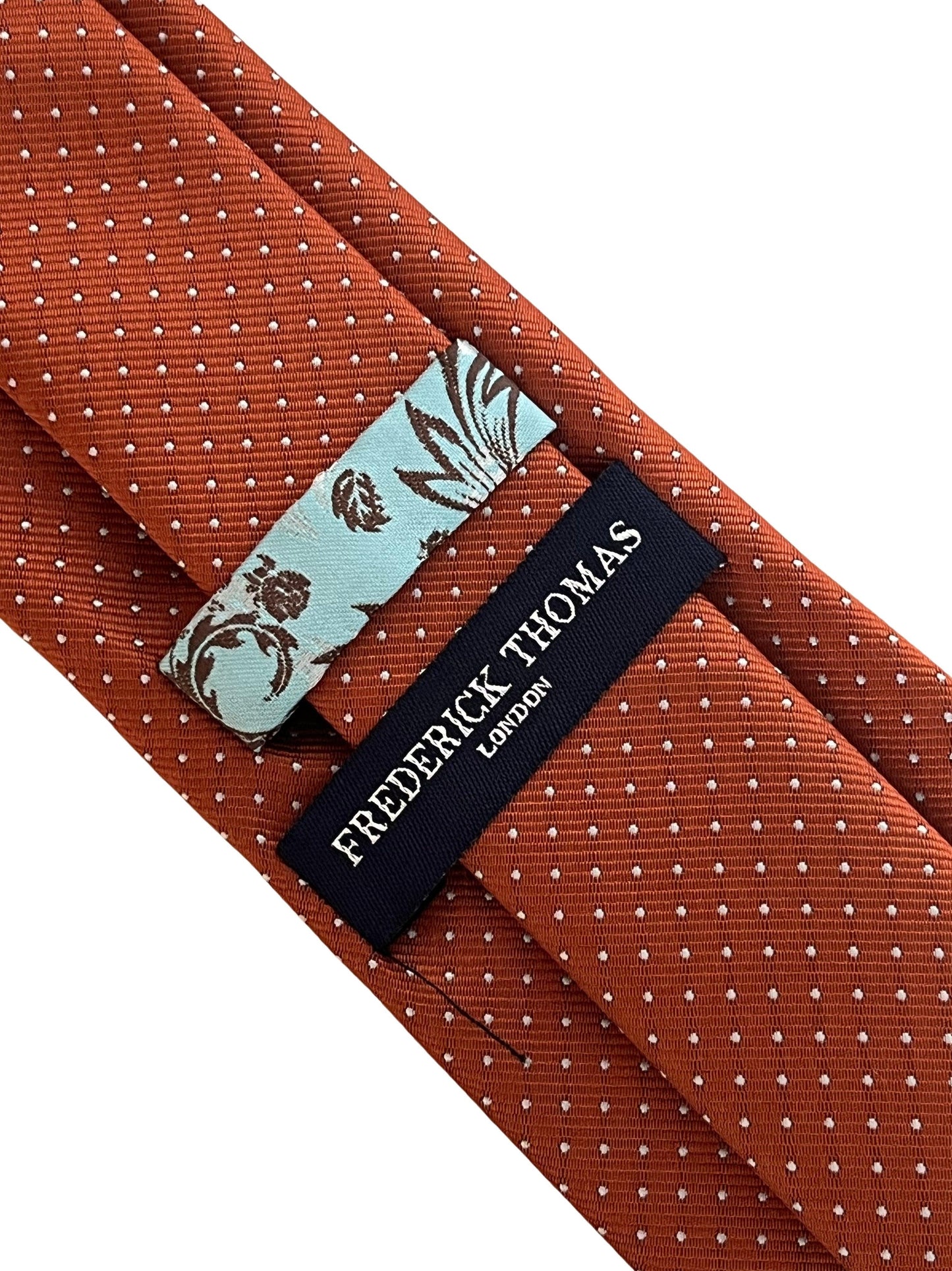 Burnt rustic orange/brown with white pin spots classic tie