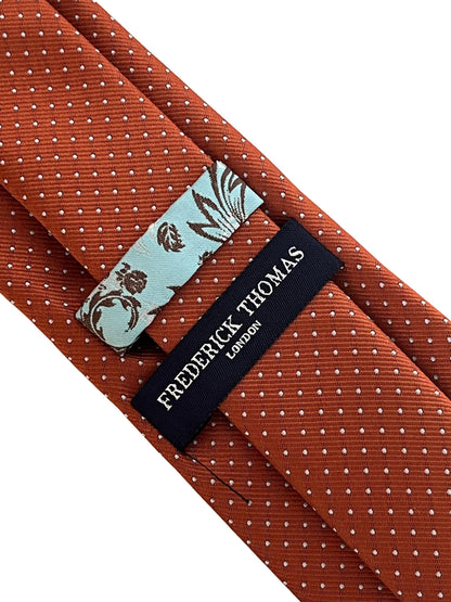 Burnt rustic orange/brown with white pin spots classic tie