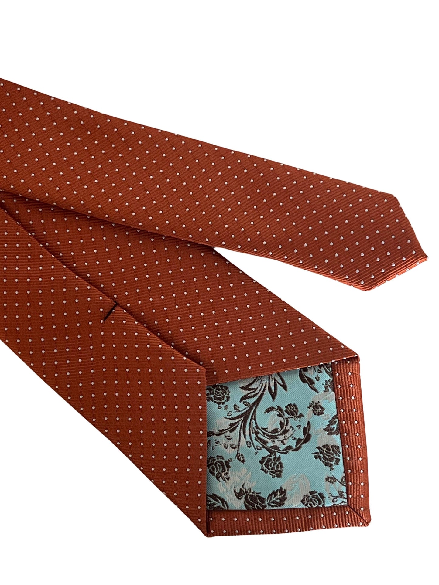 Burnt rustic orange/brown with white pin spots classic tie