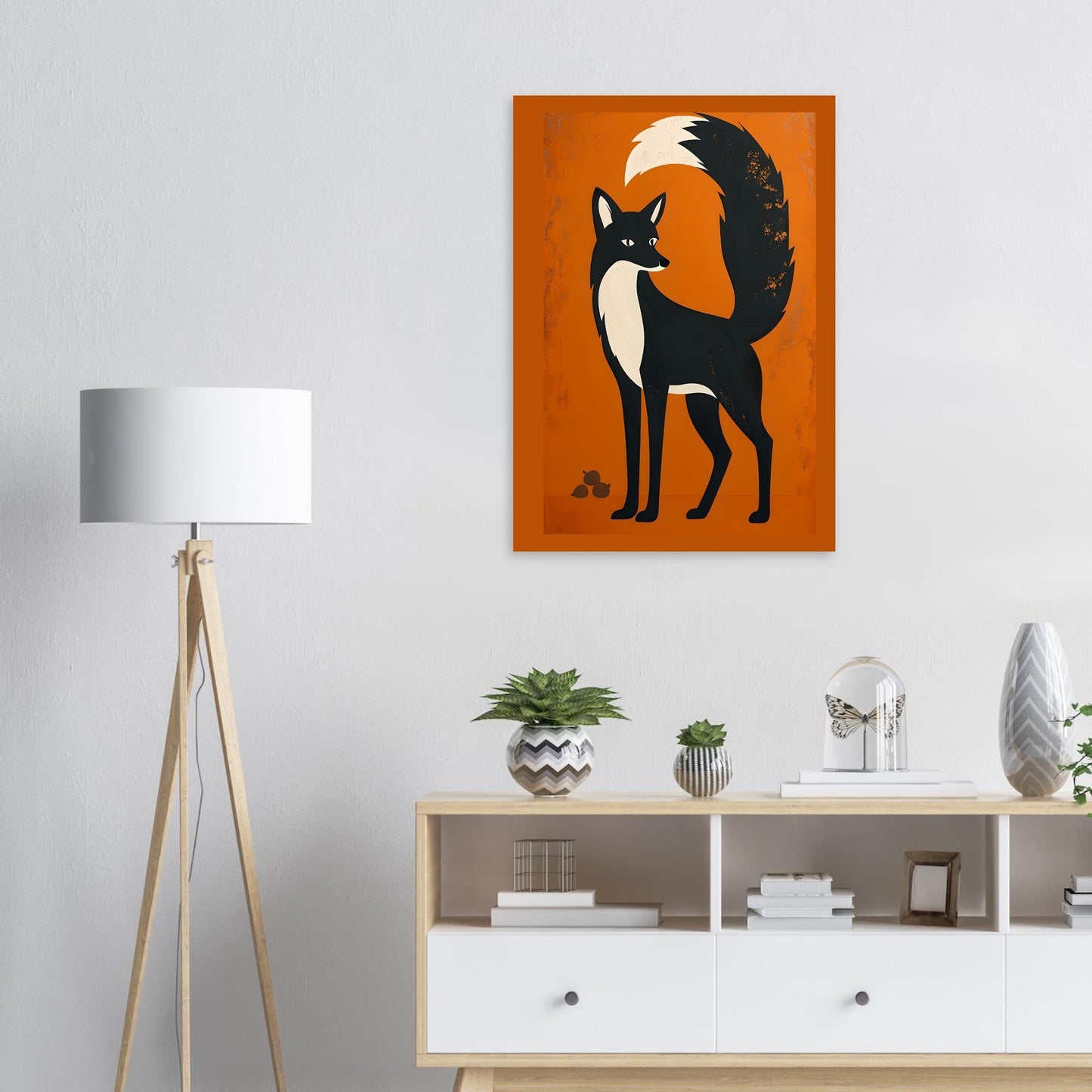 Modern Retro Fox | Scandinavian Woodland Animal Art Poster
