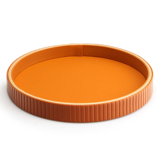 Bright Orange Leather Storage Organizer/Serving Tray