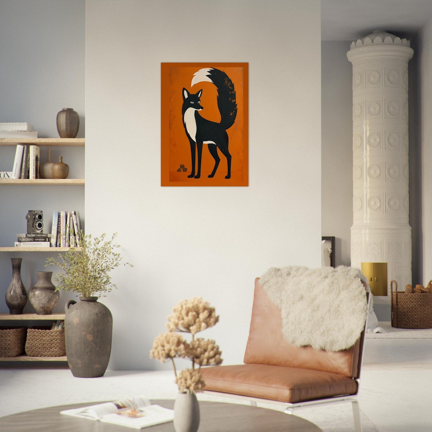 Modern Retro Fox | Scandinavian Woodland Animal Art Poster