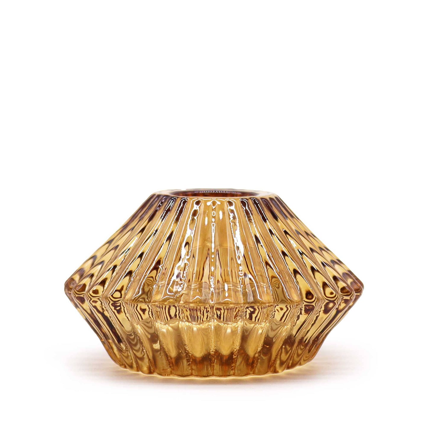 Flower Reversible Flower Candle / Tealight Holder - Antique Amber