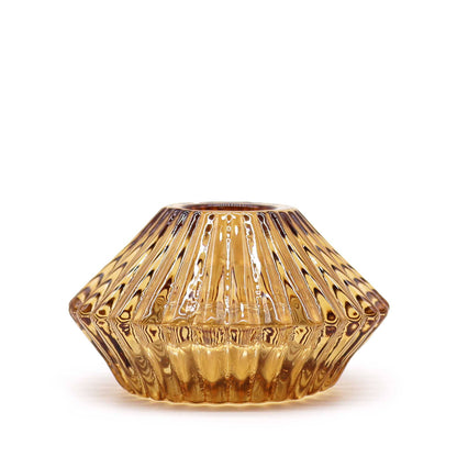 Flower Reversible Flower Candle / Tealight Holder - Antique Amber