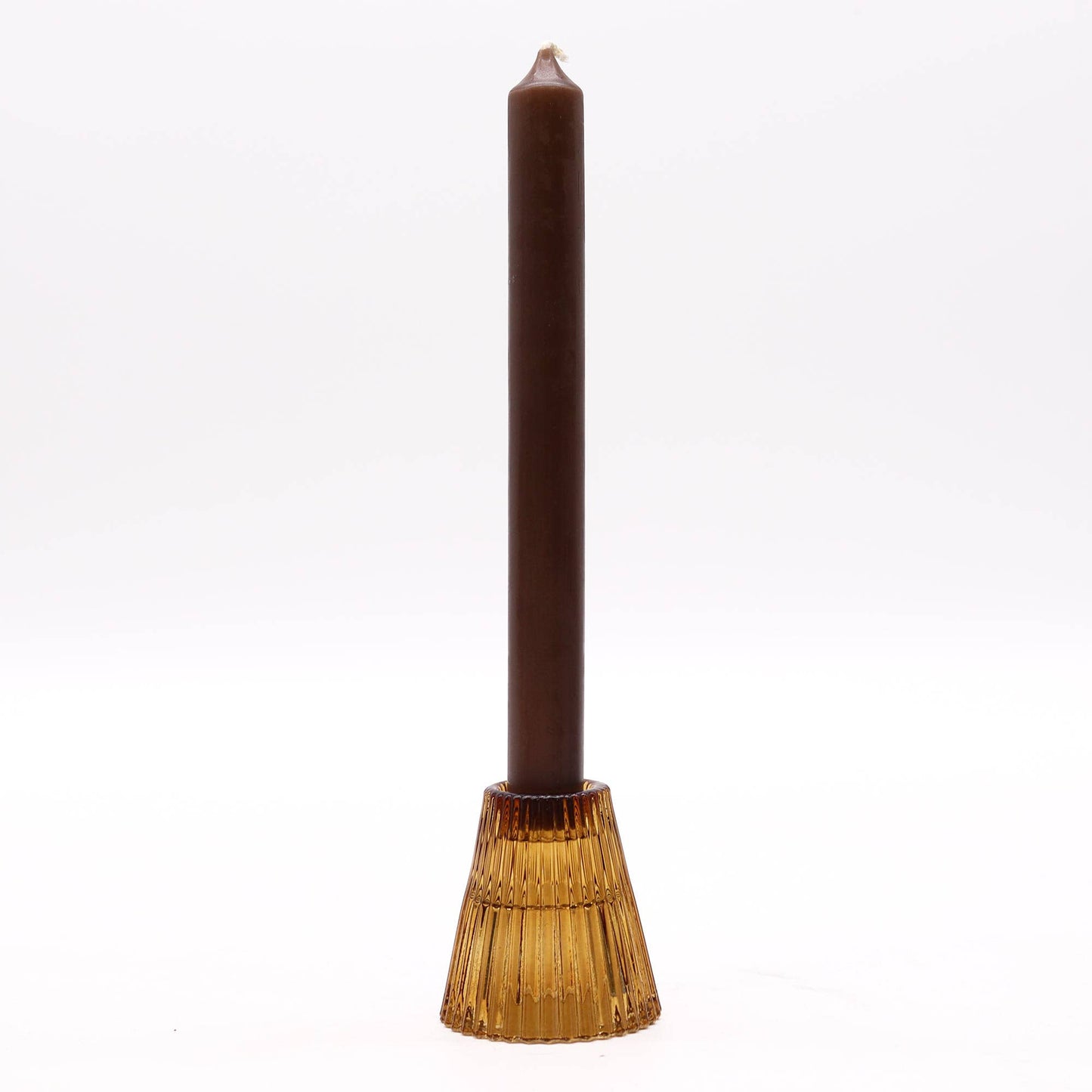 Ribbed Reversible Candle / Tealight Holder - Antique Amber
