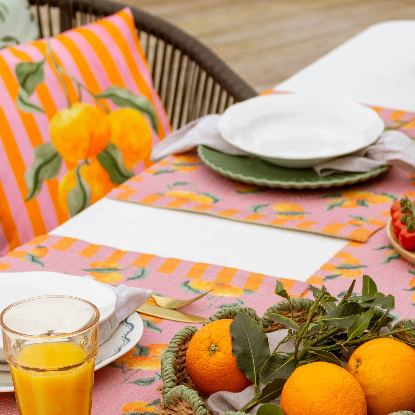 Oranges Mediterranean Outdoor Cushion - UV & Water Resistant Garden Cushion