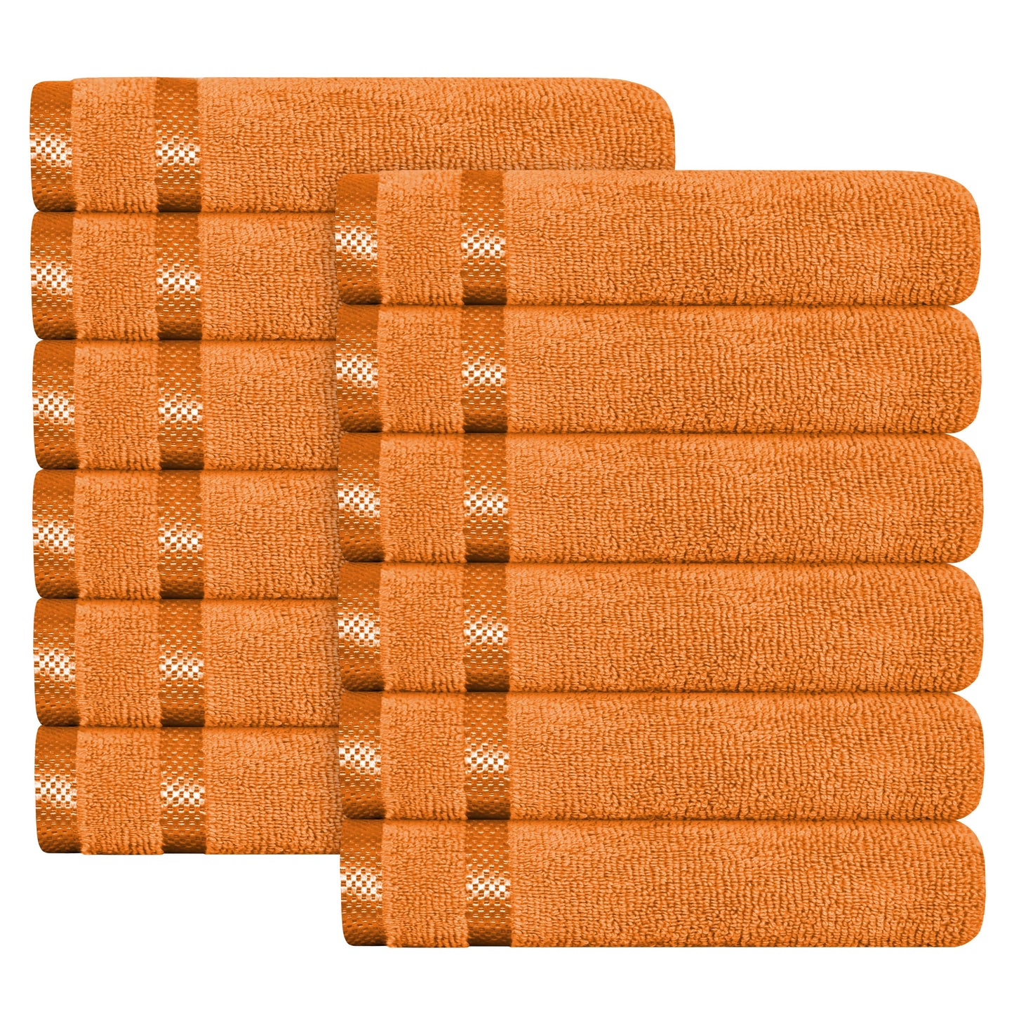 Belmont Viscose Stripe Orange Towels 100% Cotton Hotel Quality