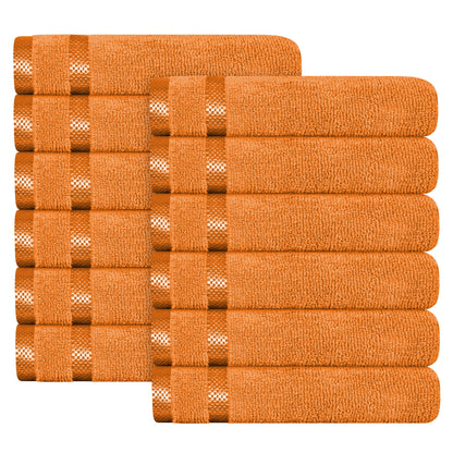 Belmont Viscose Stripe Orange Towels 100% Cotton Hotel Quality