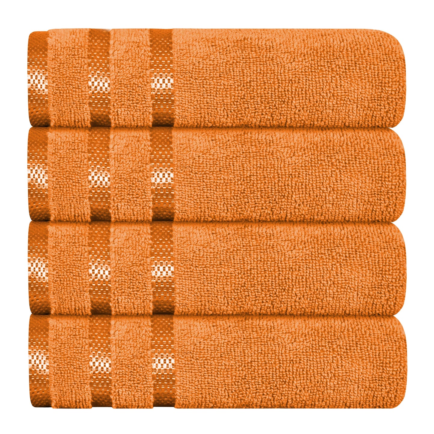 Belmont Viscose Stripe Orange Towels 100% Cotton Hotel Quality