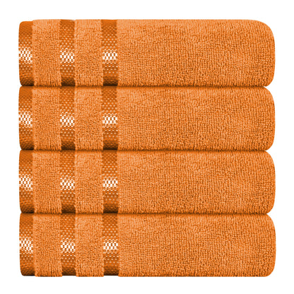 Belmont Viscose Stripe Orange Towels 100% Cotton Hotel Quality