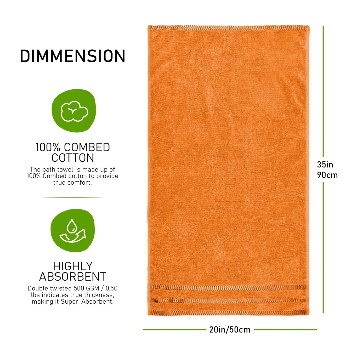 Belmont Viscose Stripe Orange Towels 100% Cotton Hotel Quality