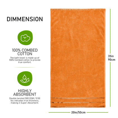 Belmont Viscose Stripe Orange Towels 100% Cotton Hotel Quality