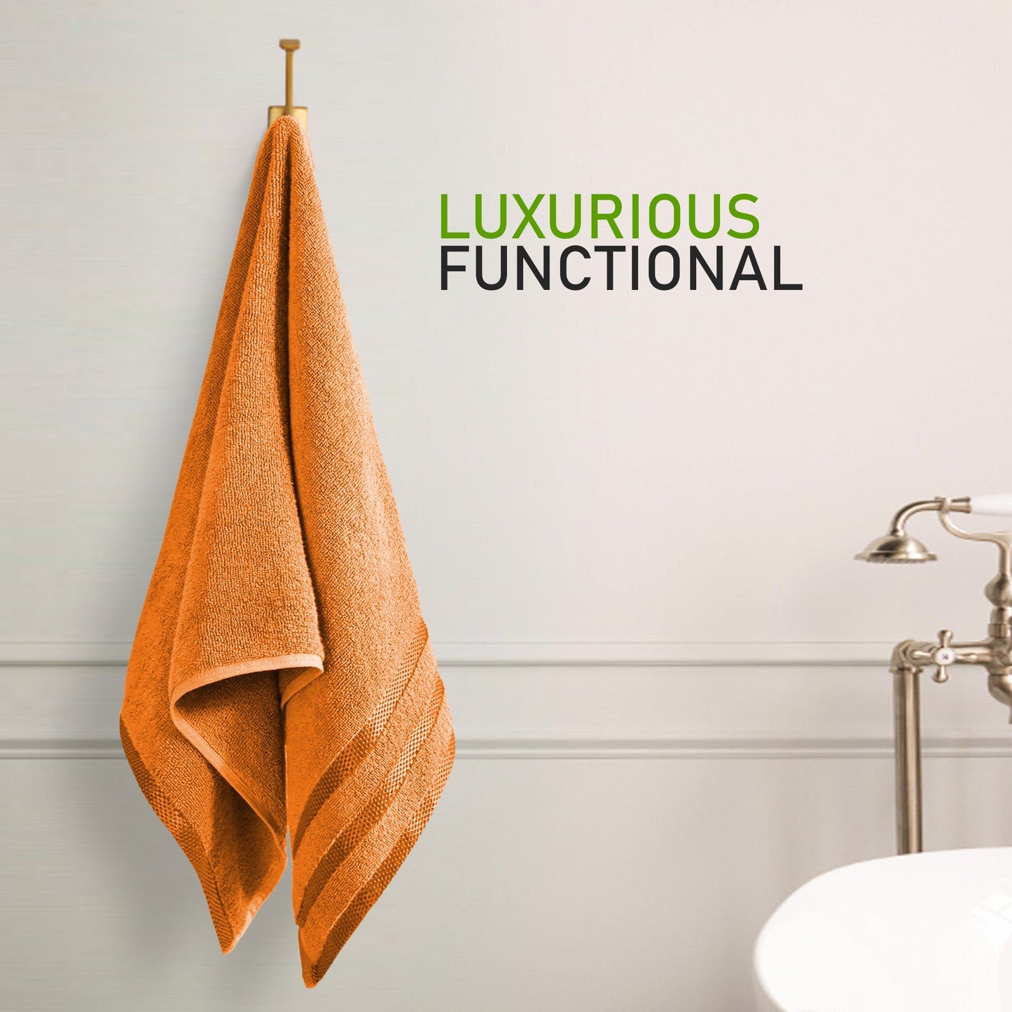 Belmont Viscose Stripe Orange Towels 100% Cotton Hotel Quality