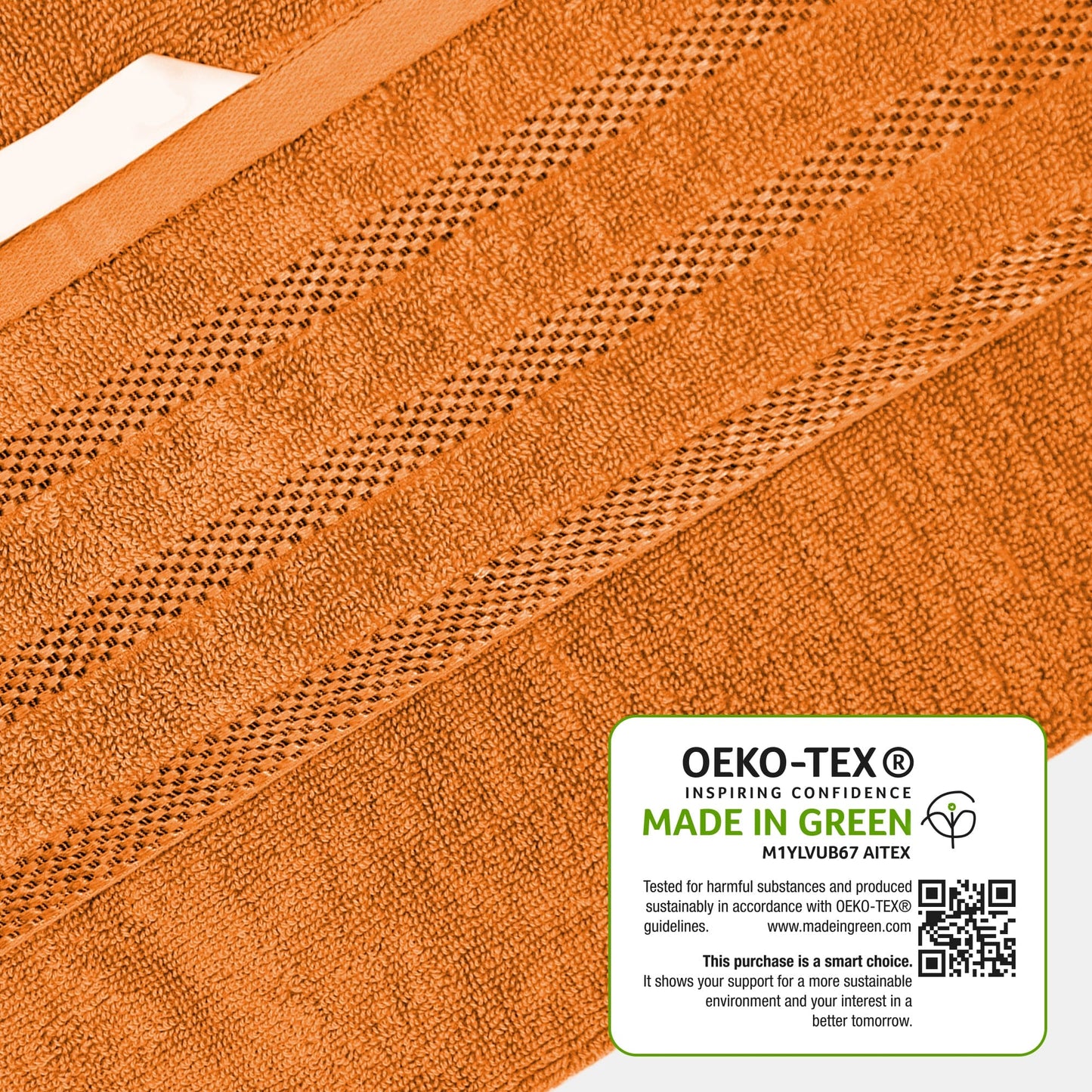 Belmont Viscose Stripe Orange Towels 100% Cotton Hotel Quality