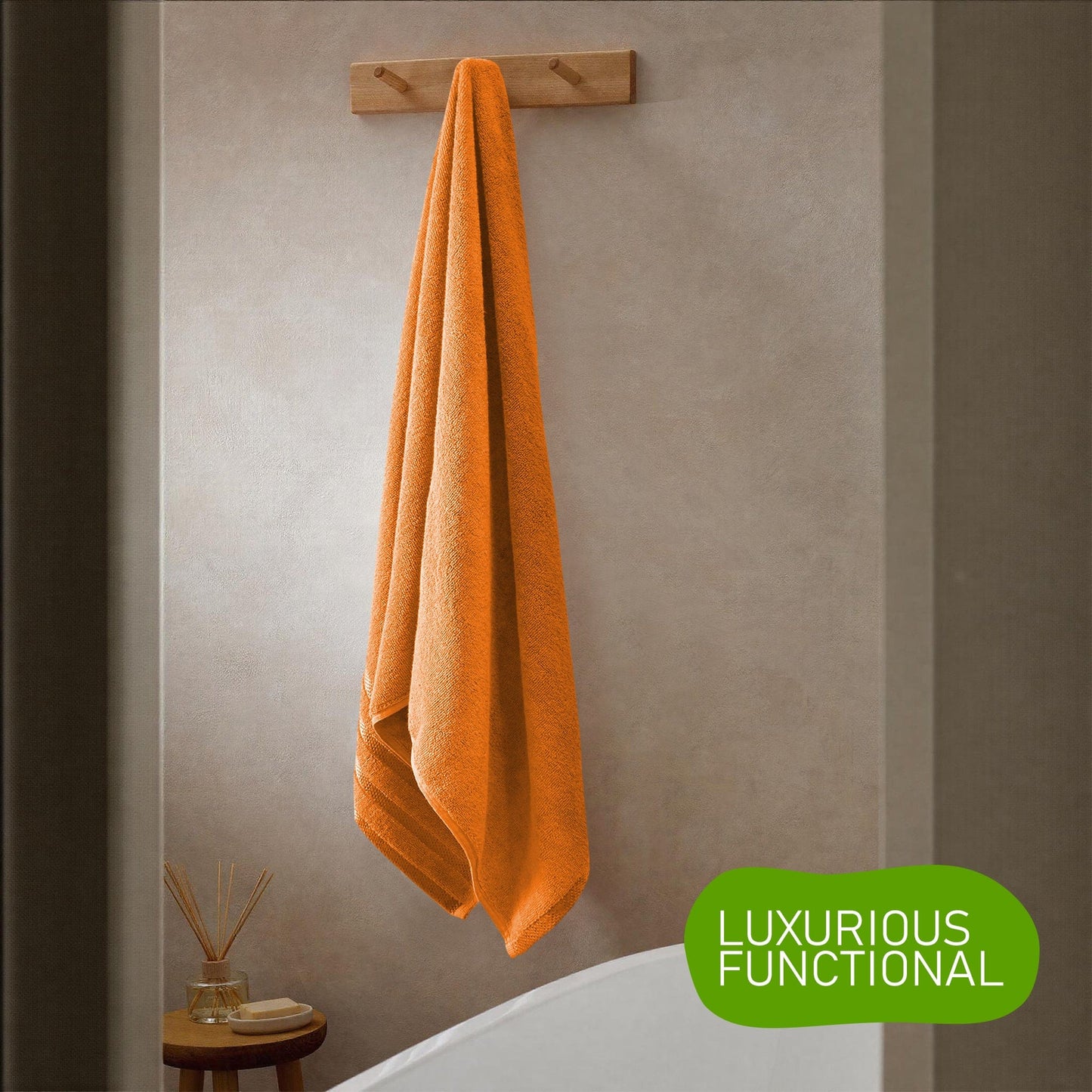 Belmont Viscose Stripe Orange Towels 100% Cotton Hotel Quality