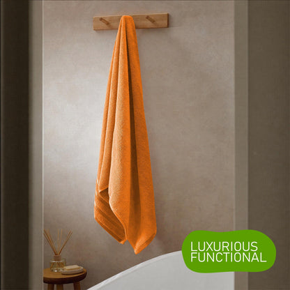 Belmont Viscose Stripe Orange Towels 100% Cotton Hotel Quality