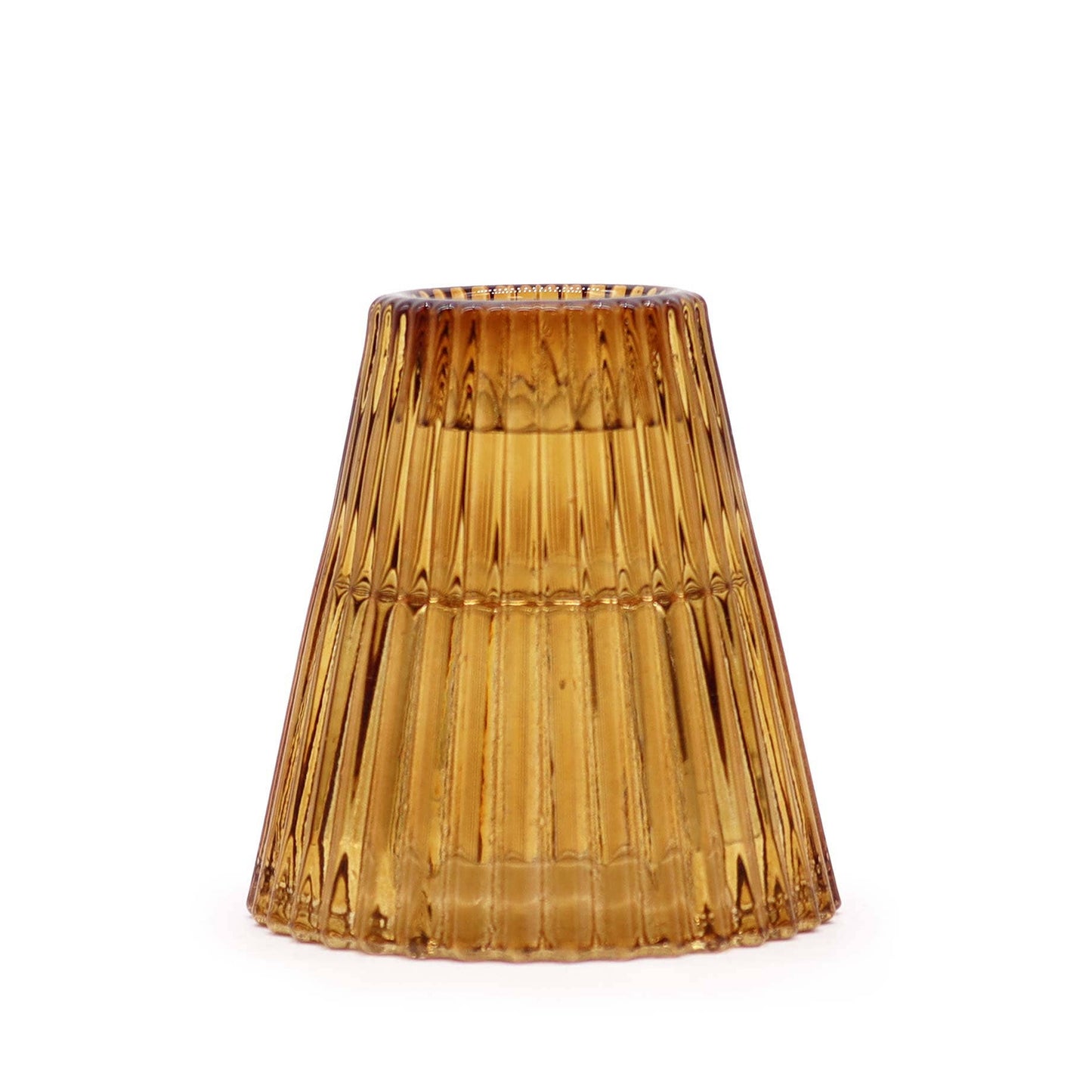 Ribbed Reversible Candle / Tealight Holder - Antique Amber