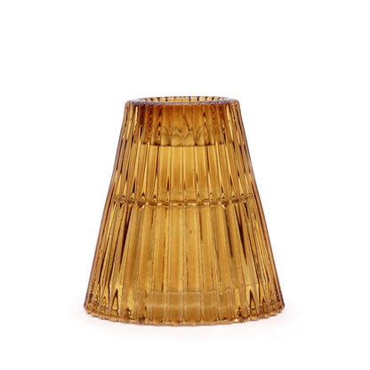 Ribbed Reversible Candle / Tealight Holder - Antique Amber