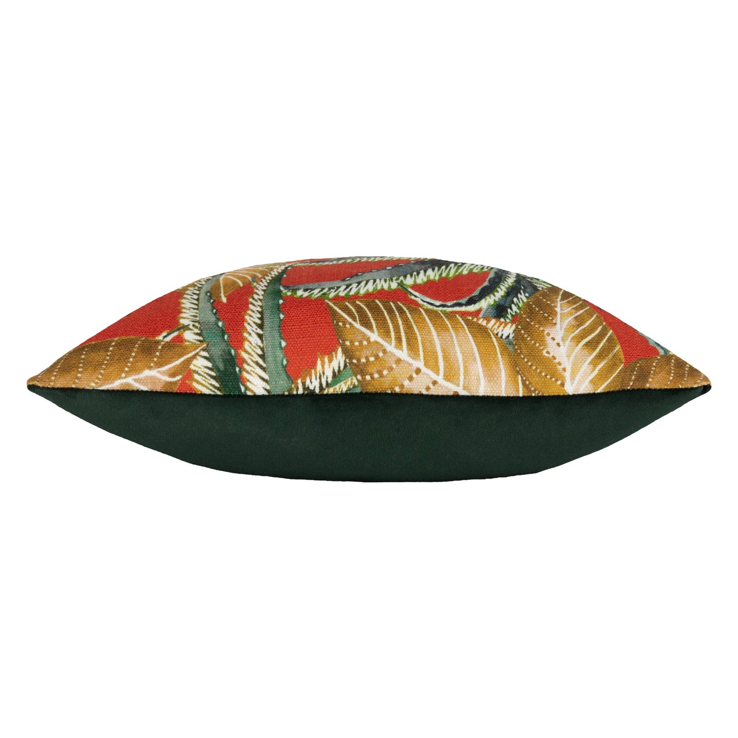 Jahi Tropical Floral & Gold Leaf Velvet Cushion Orange