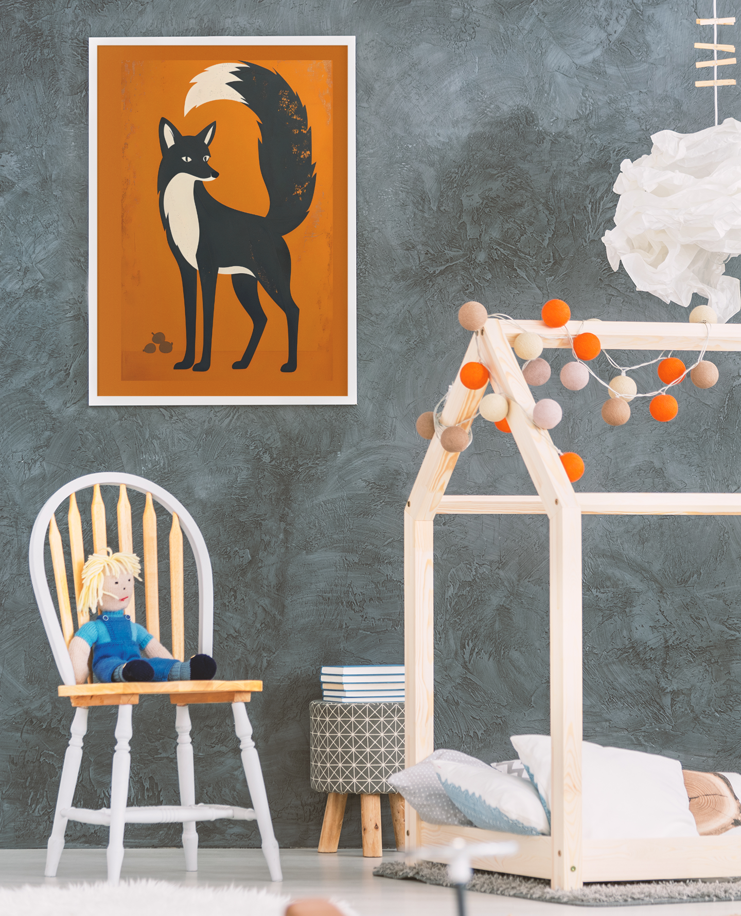 Modern Retro Fox | Scandinavian Woodland Animal Art Poster