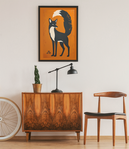 Modern Retro Fox | Scandinavian Woodland Animal Art Poster
