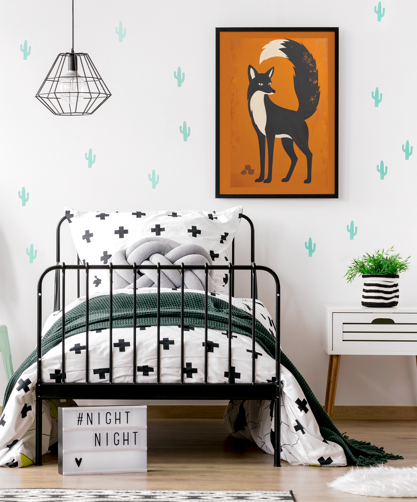 Modern Retro Fox | Scandinavian Woodland Animal Art Poster