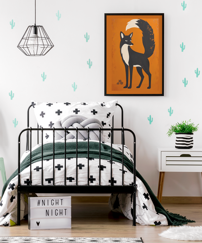 Modern Retro Fox | Scandinavian Woodland Animal Art Poster