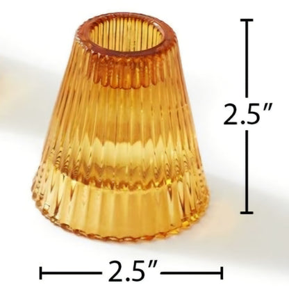 Ribbed Reversible Candle / Tealight Holder - Antique Amber