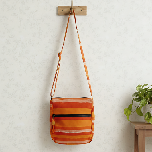 Sunrise Orange Stripe Crossbody Bag