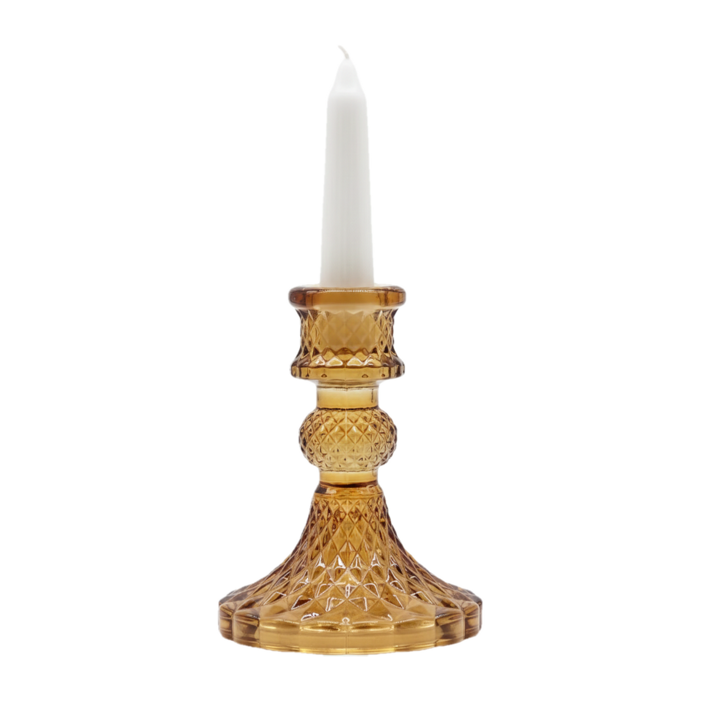 Vintage Candle Holder - Antique Amber