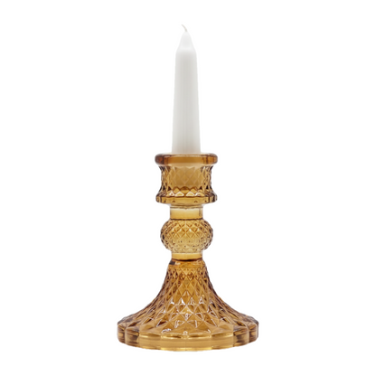 Vintage Candle Holder - Antique Amber